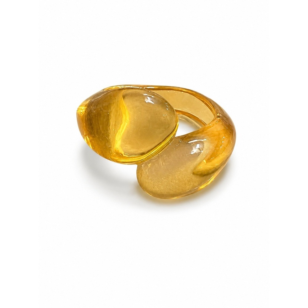 Chunky Transparent Yellow Acrylic Statement Ring Size 9.5 Modern Fashion Jewelry